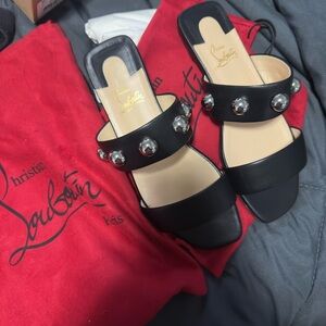 Christian Louboutin Black Studded Sandals